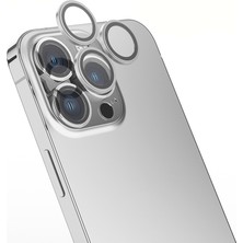 Teknook iPhone 15 Pro Max Zore Mikro Kamera Lens Koruyucu - Gümüş