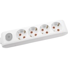 Viko Multi-Let 4'lü Topraklı Kablolu Çocuk Korumalı Klemensli Anahtarlı Priz Beyaz (5'li Paket)