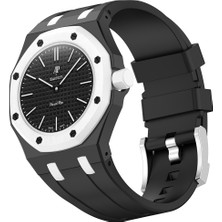 Teknook Ap-Swatch Royal Pop 3 Zore KRD-158 Silikon Kordon - Siyah-Beyaz