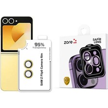 Teknook Galaxy Z Flip 6 Zore Cl-11 Safir Parmak Izi Bırakmayan Anti-Reflective Kamera Lens Koruyucu - Sarı