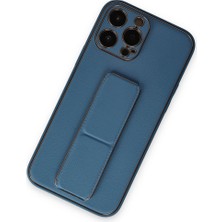 Bezos iPhone 13 Pro Kılıf Coco Deri Standlı Kapak - Açık Mavi
