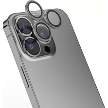 Teknook iPhone 15 Pro Max Zore Mikro Kamera Lens Koruyucu - Koyu Gri