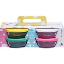 Paşabahçe Renkli Kapaklı Saklama Kabı Seti 4'lü 11 cm (7'li Paket)