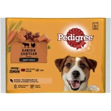 Alvera Pouch Sığır Etli Kuzulu ve Hindili Yetişkin Köpek Konservesi 4X100 gr