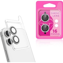 Teknook iPhone 16 Plus Zore Cl-06 Kamera Lens Koruyucu - Gümüş