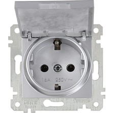 Mutlusan Rita Mekanizmalı Tuş Kapaklı Topraklı Priz Inox (7'li Paket)