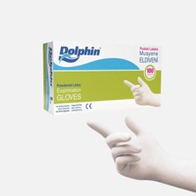 Dolphin Pudralı Lateks Eldiven Beyaz 100'LÜ L (7'li Paket)