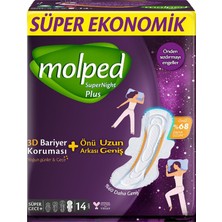 Molped Super Night Önü Uzun Hijyenik Ped 14'lü (7'li Paket)