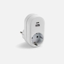 Tek-İş Tek-Iş Tekli Priz Topraklı Beyaz 3,4A USB Type-C Çocuk Korumalı