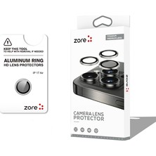 Teknook iPhone 17 Air Zore Cl-12 Premium Safir Parmak Izi Bırakmayan Anti-Reflective Kamera Lens Koruyucu - Gümüş