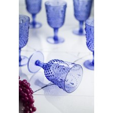 Bezos Akrilik Mavi Tekli Kadeh & Su Meşrubat Kahve Yanı Bardağı 450 ml ( Cam Değildir )