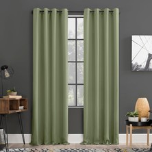 Mey İthalat Sun Zero Soho 2'li Paket Enerji Verimli Karartma Halkalı Perde Panel Çifti, 137 cm x 274 Cm, Adaçayı Yeşili