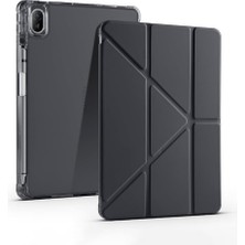 Mey İthalat Happy Trend Huawei Matepad Se 11" ile Uyumlu Akıllı Kılıf, Kalem Bölmeli Lansman Antrasit Origami Standlı Darbe Emici Şeffaf Arka Kapaklı Ultra Ince Popüler Tablet Kılıfı