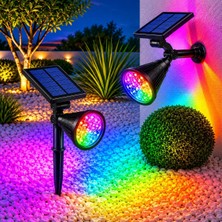Valor Forlife 7 Renk Rgb 18 LED Spot Güneş Enerjili Bahçe Aydınlatması, Fotoselli, Aplik, 18W, Su Geçirme