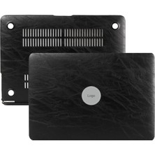 Valor Mcstorey Macbook Pro 13 Inç Kılıf A2338 M2 M1 Uyumlu Premium Siyah Deri Dokulu Sert Kapak Hard Case