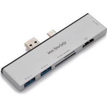 Valor Mcstorey Surface Pro 7 USB C Hub 6 In 1 HDMI 4K USB 3.0 Sd Tf Kart Okuyucu Alüminyum Adaptör Çoklay