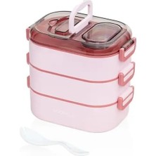 Valor Beslenme Kutusu 3 Katlı Paslanmaz Çelik - 1450ML Yeni Nesil Sefer Tası (Pembe)