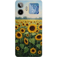 TechTree General Mobile Gm 26 Pro Uyumlu Ay Çiçeği Sulu Boya Baskılı Silikon Kılıf