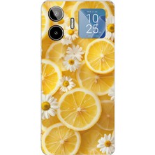 TechTree General Mobile Gm 26 Pro Uyumlu Limon Dilimleri ve Papatya Desenli Baskılı Silikon Kılıf