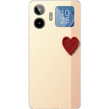 TechTree General Mobile Gm 26 Pro Uyumlu Krem Zeminli Kırmızı Kalp Baskılı Silikon Kılıf