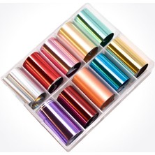 Valor 10LU Tırnak Süsleme Folyosu Parlak Düz Renkler Nail Art Transfer Folyo WNF-103