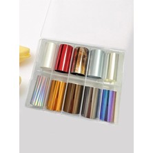 Valor Fontenay Tırnak Süsleme Folyo, Nail Art Tırnak Süsleme Folyo Seti 10'lu NO:2178 Renkli