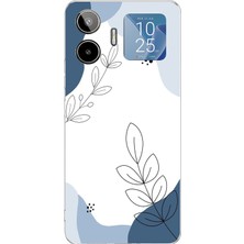 TechTree General Mobile Gm 26 Pro Uyumlu Mavi Huzur Şekiller ve Botanik Çizgiler Baskılı Silikon Kılıf