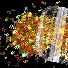 Valor Hologram Harf Glitter 5gr Altın Renk, Epoksi Reçine Alfabe Holografik Tırnak Makyaj Süs Malzeme