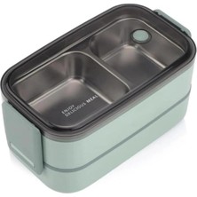 Valor Vagonlife Beslenme Kutusu Iki Katlı - Paslanmaz Çelik - 1400ML (Kaşık ve Çatal) Lunch Box (Yeşil)