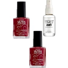 Valor Avon Ultra Colour 60 Second Express Tırnak Cilası Dashing Red, 2 Adet + Oje Kurutucu, 1 Adet