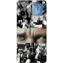 TechTree General Mobile Gm 26 Pro Uyumlu Atatürk Renkli Kolaj Gözler Baskılı Silikon Kılıf