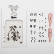 Valor 30LU Gül ve Örümcek Gotik Dizayn Metal Tırnak Süsleme Charm Nail Art Charm Taşları WN-504