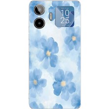 TechTree General Mobile Gm 26 Pro Uyumlu Mavi Çiçekler Baskılı Silikon Kılıf