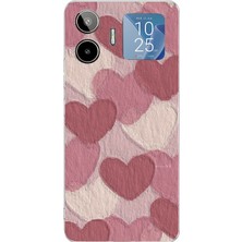 TechTree General Mobile Gm 26 Pro Uyumlu Pastel Gül Kurusu ve Pembe Kalpli Baskılı Silikon Kılıf