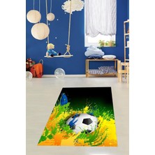 Valor Pelangi Futbol Topu Desenli Dijital Baskılı Kaymaz Taban Yıkanabilir Leke Tutmaz Mutfak Halısı, Kar