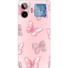 TechTree General Mobile Gm 26 Pro Uyumlu Pembe Kelebekler Baskılı Silikon Kılıf