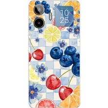 TechTree General Mobile Gm 26 Pro Uyumlu Sulu Boya Meyve ve Çiçek Desenli Baskılı Silikon Kılıf
