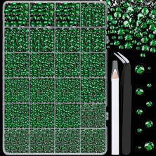 Valor Tinkrstuff 25000 Adet Reçine Yapay Elmas Cımbız ile El Işi Için, Zümrüt Yeşili 2-6 mm Karışık Boyut