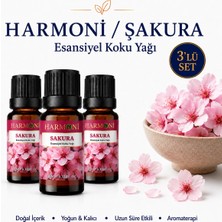 Harmoni Sakura Çiçeği Esansiyel Uçucu Koku 3X10ML Difüzör Esansı Buhurdanlık Yağı ve Oda Kokusu