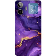 TechTree General Mobile Gm 26 Pro Uyumlu Ametist Taşı Mor Mermer Baskılı Silikon Kılıf