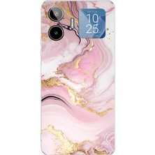 TechTree General Mobile Gm 26 Pro Uyumlu Pembe Mermer Baskılı Silikon Kılıf