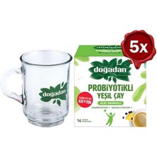 Valor Doğadan Probiyotikli Yeşil Çay Açai Ananaslı 14'lü x 5 ve Doğadan Cam Bardak Hediyeli