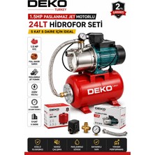 Deko Turkey 1.5 Hp Paslanmaz Jet Hidrofor Seti | 24 Lt Küre Tanklı Otomatik Su Pompası 5 Kat 5 Daire Ev Villa