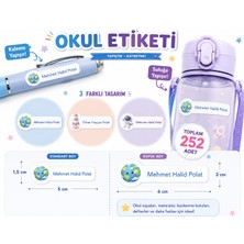 Vuud Kişiye Özel Pastel Mat Renkli Okul Etiketi Seti 252 Adet - Gezegen ve Uzay Serisi Isim Etiketi (Kalem, Suluk, Defter)