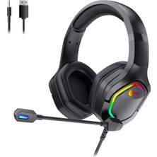 Valor Lecoo HT403 3.5mm Jack + USB Kablolu Kulak Üstü Rgb Aydınlatmalı Gaming Kulaklık Siyah