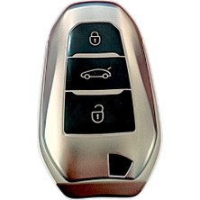 Alvera Citroen Peugeot Grubu Uyumlu Silikon Oto Anahtar Kumanda Kabı Kılıf Füme