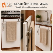 Tidy Home Krom Metal Askılı Havlu Rafı – Dolap Kapağı Üstü Tak-Çıkar Bez Tutucu Askılık - Mutfak ve Banyo