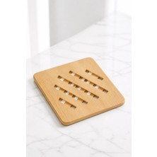 Umiya Kare Bambu Nihale Isıya Dayanıklı Tencere Tava Çaydanlık Altlığı Kaymaz Ahşap Görünümlü Mutfak Servis Altlığı 16X16 cm