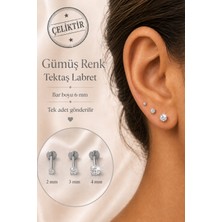 Sacce Scarves & Accessories 316L Çelik Tektaş Piercing 6 mm Bar Kulak Burun Tragus Helix Labret Kıkırdak
