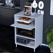 Eliusta Smart 60 cm Üstten Kapaklı Mutfak Dolabı Mikrodalga Fırın Standı Kiler Beyaz Dolap 60X119X48 cm